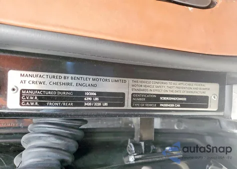 2007 Bentley Continental Gtc z USA, uszkodzony, nr VIN SCBDR33W67C044332